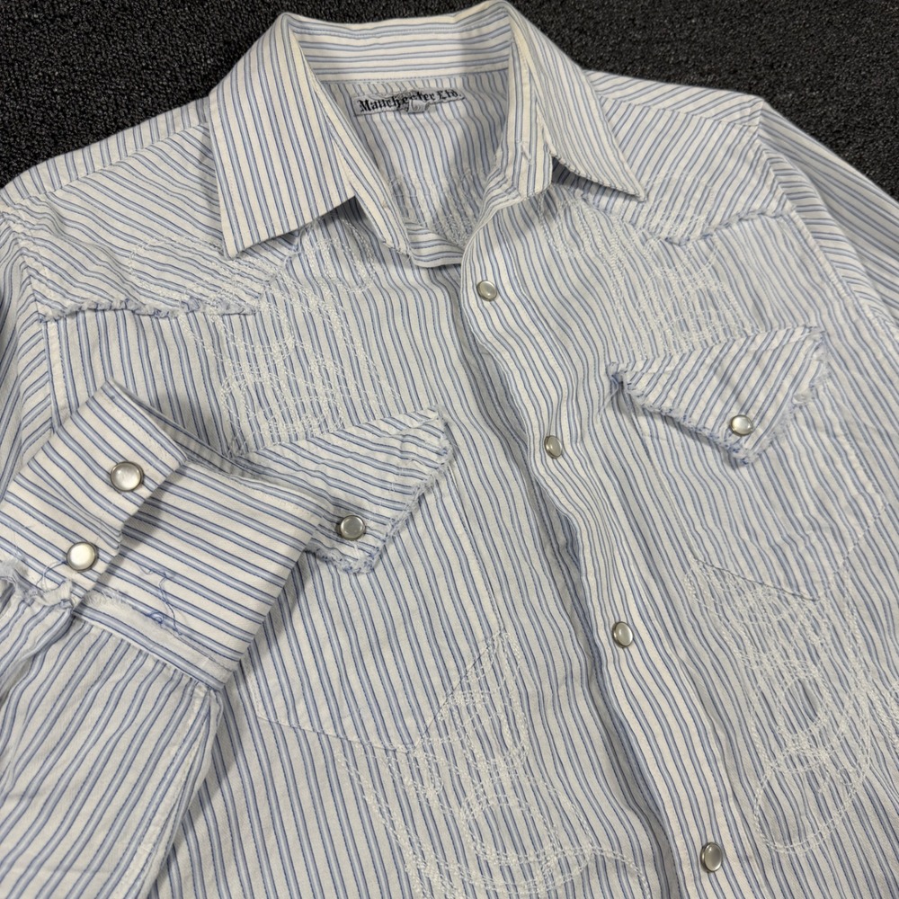 Manchester Ltd Men's M Western Pearl Snap Shirt Y2K Angel Gothic Embroidered‎